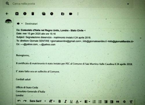 La mail del Consolato, quaranta minuti dopo la nostra segnalazione