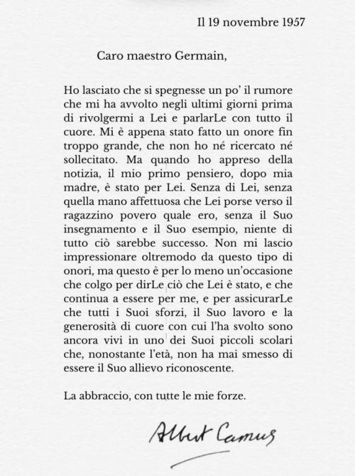 La lettera di Albert Camus al suo maestro elementare