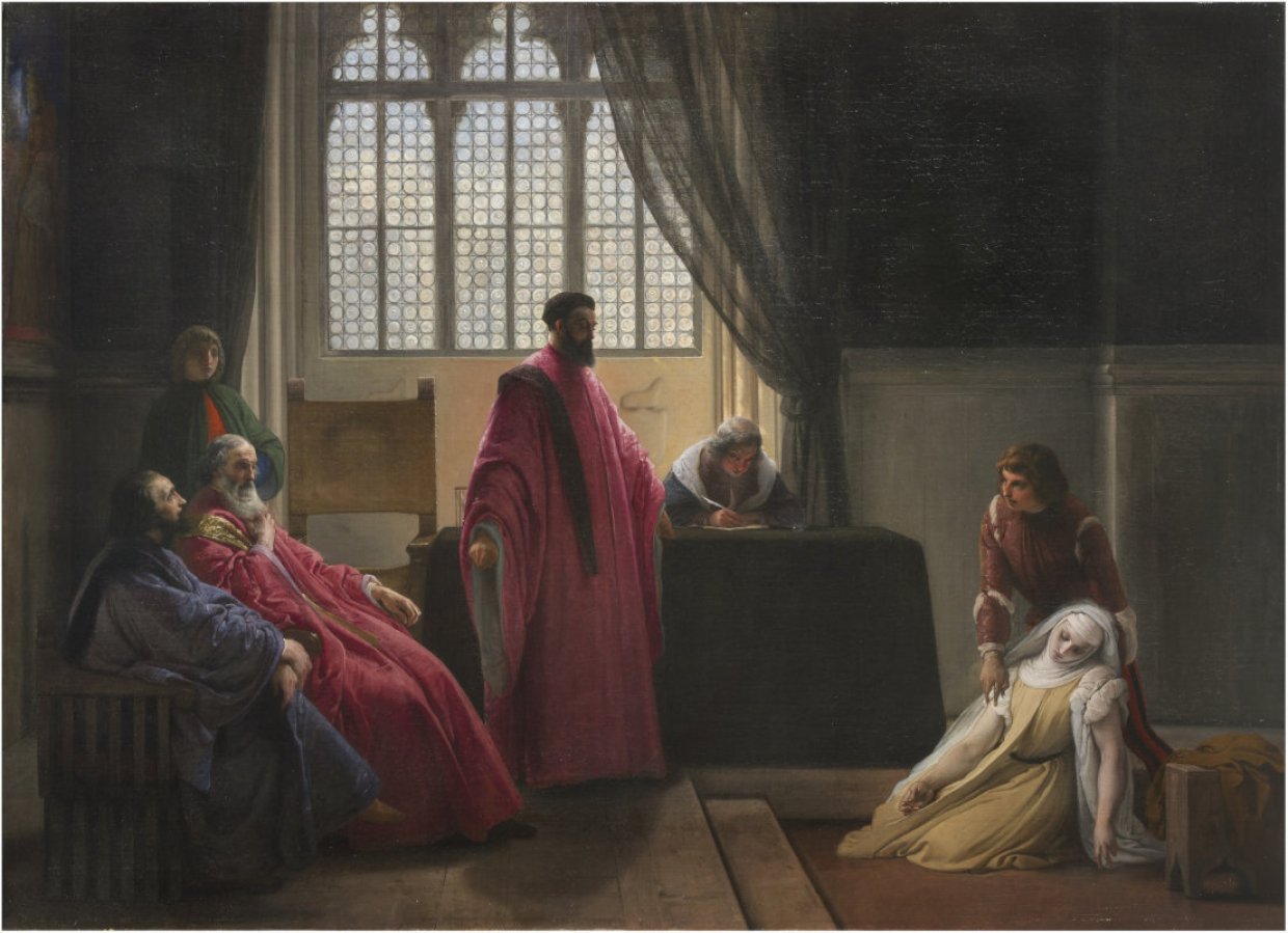 Francesco Hayez, Valenzia Gradenigo davanti agli Inquisitori, 1843-1845 circa